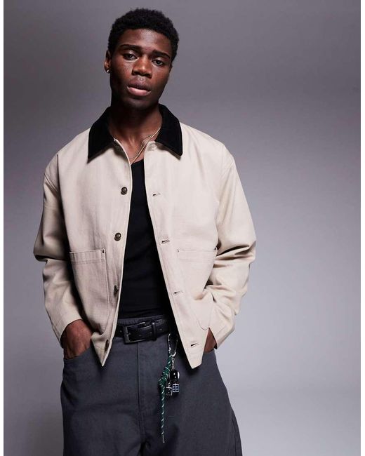 Giacca Harrington Oversize Color Pietra Slavato Con Colletto di ASOS in Blue da Uomo