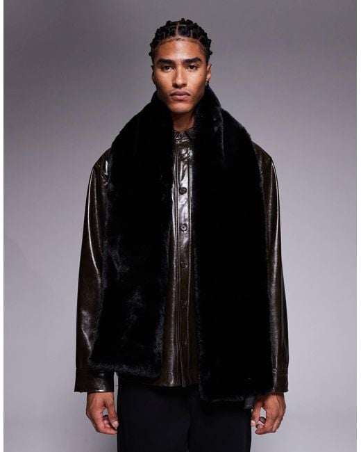 Écharpe en fausse fourrure duveteuse ASOS pour homme en coloris Black