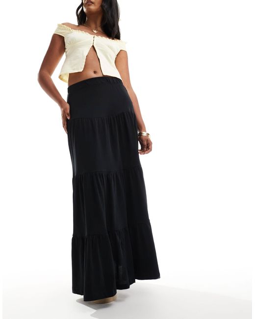 ONLY Black Tiered Maxi Skirt