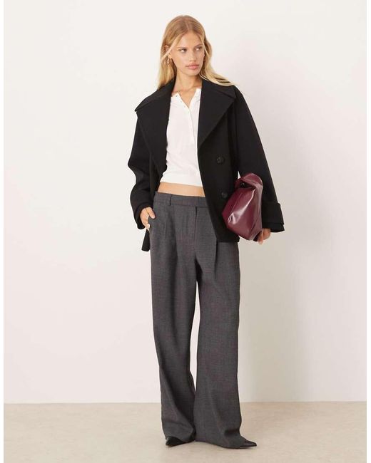 Mango Black Wool Mix Short Double Breasted Jacket