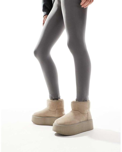 Bershka Natural Platform Cosy Boots