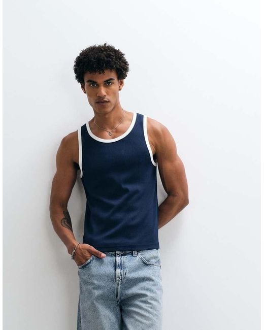 Weekday Blue Ringer Vest for men
