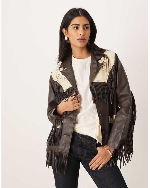 Wrangler Natural X Lainey Wilson Faux-leather Fringe Jacket