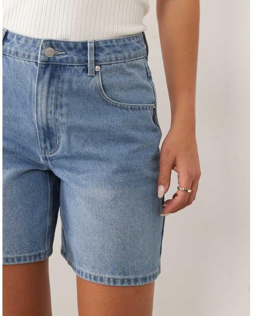 Missy Empire Blue Denim Longline Shorts