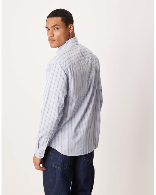 Abercrombie & Fitch Blue Long Sleeve Preppy Chest Graphic Shirt for men