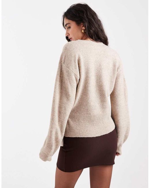 Pieces Natural Tie Side Knitted Jumper