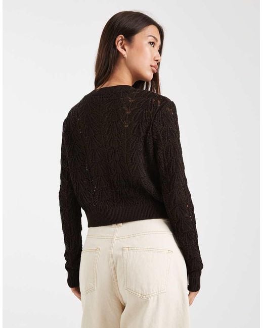 Miss Selfridge Black Open Knit Cardigan With Button Detail
