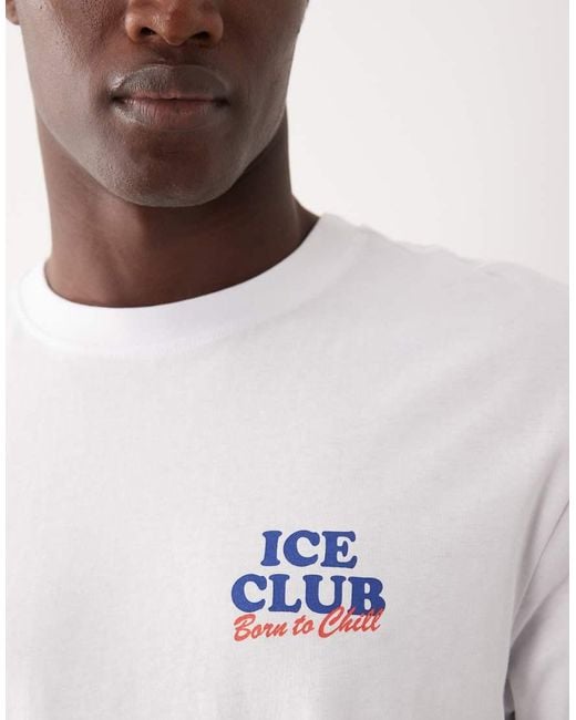Only & Sons White Relaxed Fit T-shirt With Drink Back Print for men