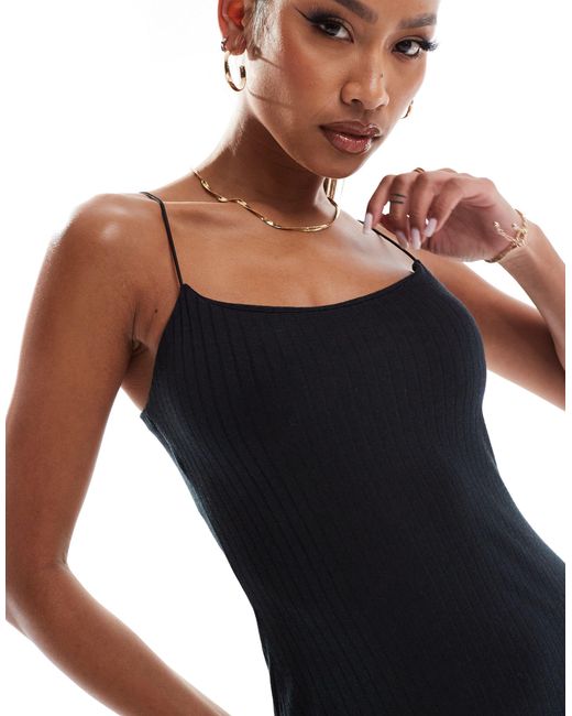 In The Style Black Ribbed Cami Mini Dress