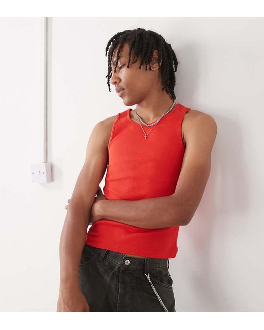 Collusion Red Ribbed Vest for men