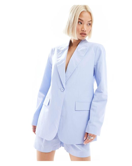 ASOS Blue Tailored Blazer With Linen