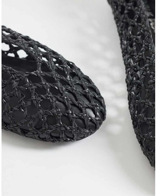 Public Desire Black Rhodes Woven Ballet Flats