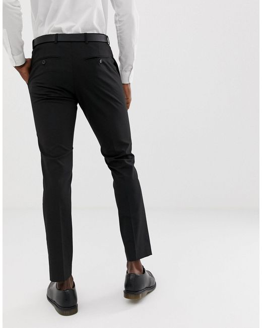 mens black slim fit stretch trousers