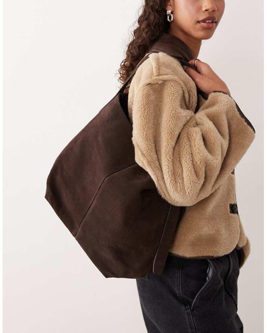 Mango Brown Suede Shoulder Bag