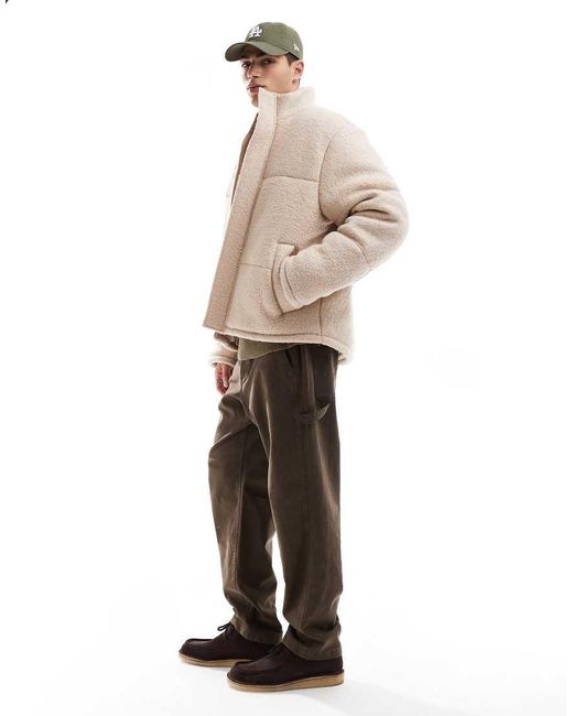 Piumino Écru Testurizzato di ASOS in Natural da Uomo