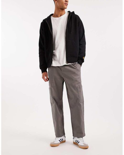 ASOS Black Relaxed Tapered Cargo Trousers for men