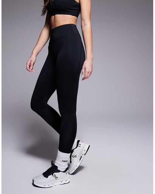 4505 Blue Hourglass Icon Active Tie Waist Run legging With Phone Pocket