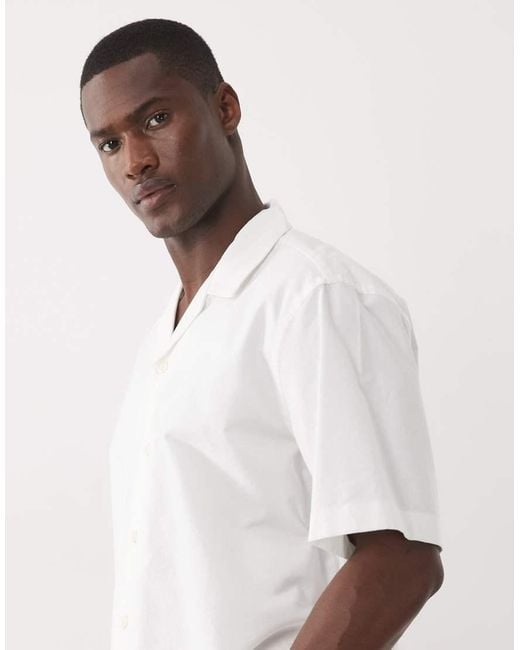 SELECTED White 100% Cotton Short Sleeve Shirt for men