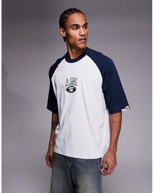 Aape By A Bathing Ape Gray Aape By A Bathing Ape Oversized Raglan T-Shirt for men