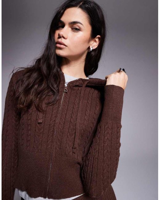 River Island Purple Cable Knit Loungewear Hoodie Co-ord