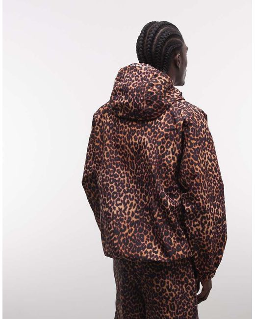 Huf Red Rainier Leopard Print Shell Jacket Co-ord for men
