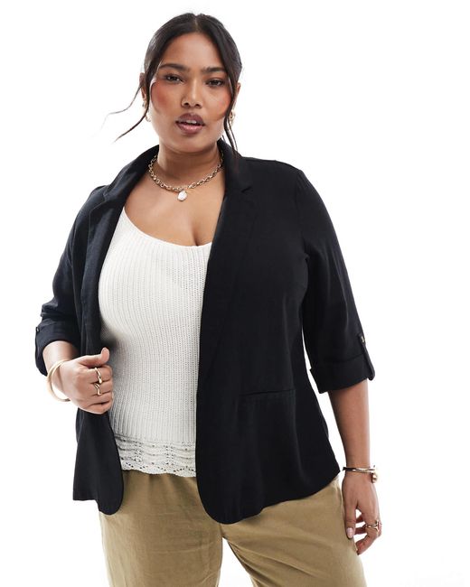 Blazer aspect lin Vero Moda en coloris Black