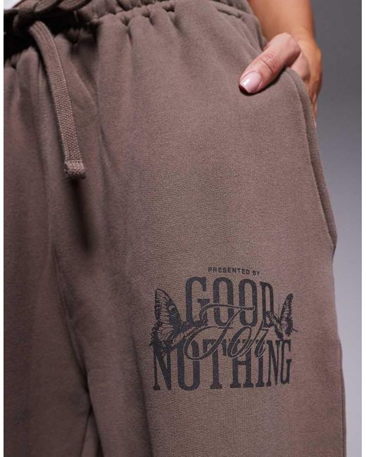 Good For Nothing Ruimvallende Joggingbroek Met Rechte Pijpen En Logo in het Natural