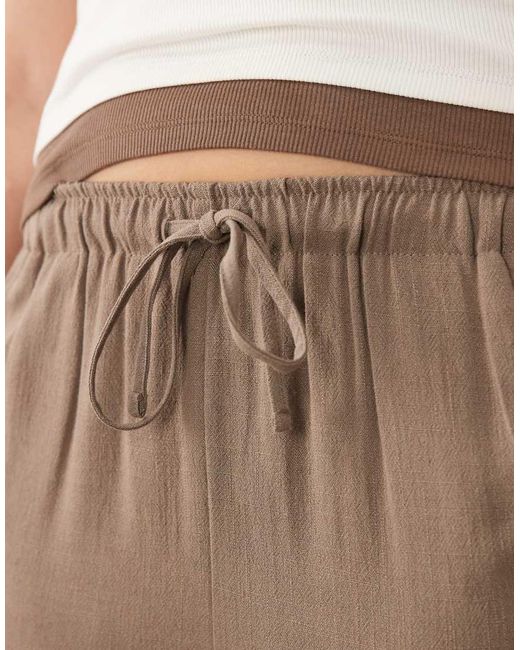 ONLY Natural Linen Mix Pull On Wide Leg Trouser