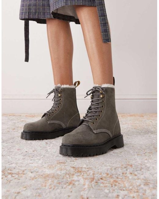 Dr. Martens Black 1460 Pascal Bex Boot With Shearling Lining