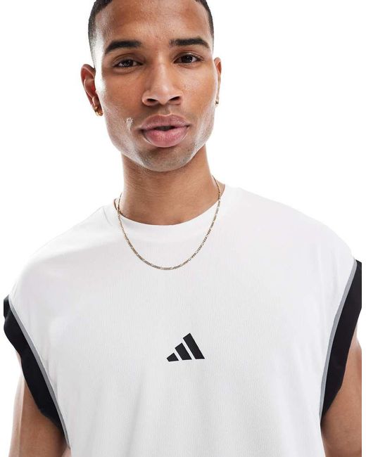 Adidas Originals White Adidas Basketball All-World Sleeveless Tank Top for men