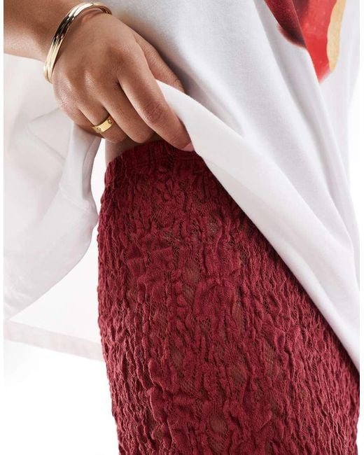 ASOS Red Lace Maxi Skirt