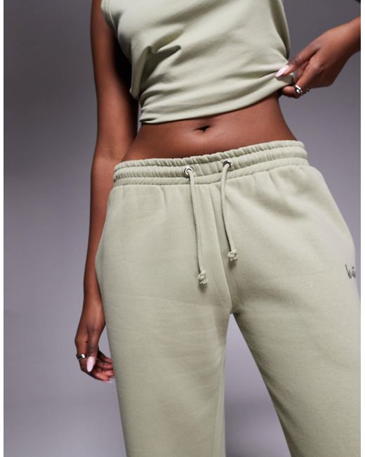Kaiia Gray Embroidered Logo Wide Leg Sweatpants