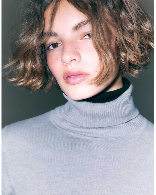 Stradivarius Blue Basic Knit Turtleneck Sweater