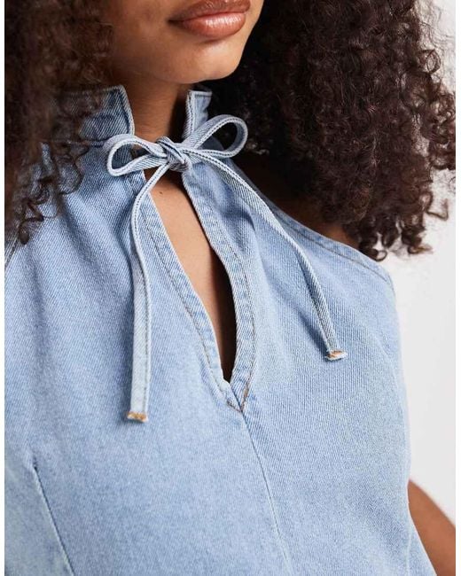 ASOS Blue Key Hole Mandarin Top