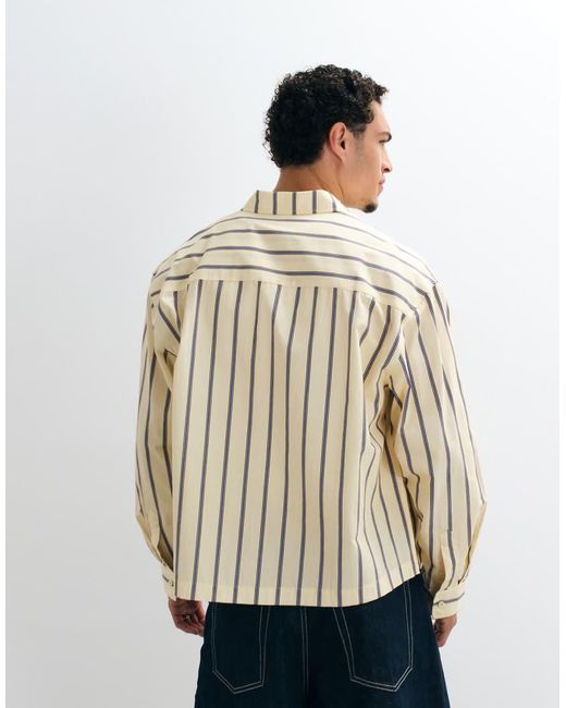 ASOS Yellow Boxy Oversized Stripe Shirt With Front Graphic for men