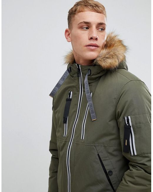 mens short parka with fur hood