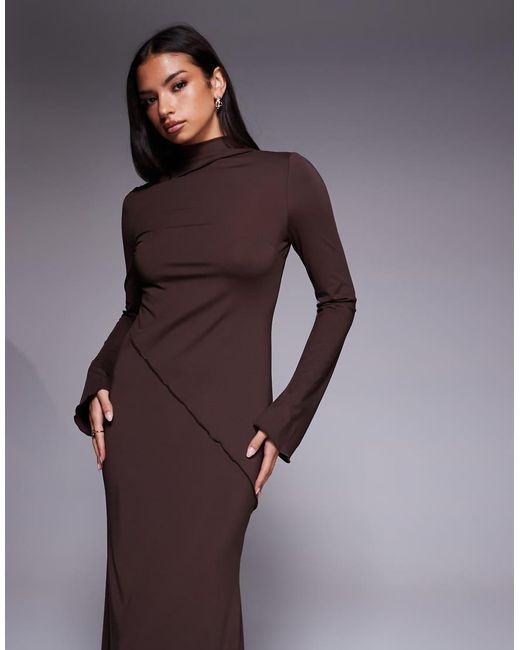 DASKA Purple Maxi Dress With Asymmetric Seam Detail
