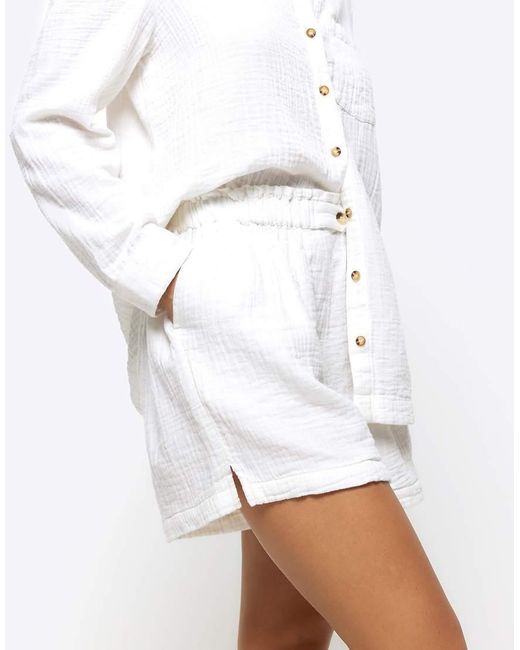 River Island White Co-Ord Linen Short