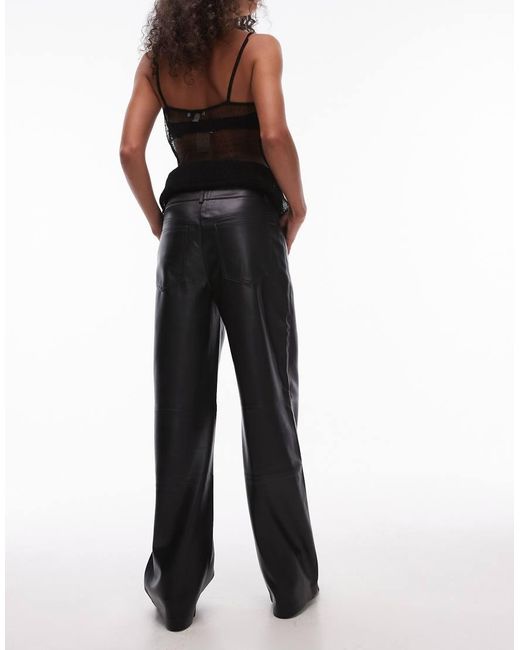 Mango Black High Waisted Faux Leather Trousers