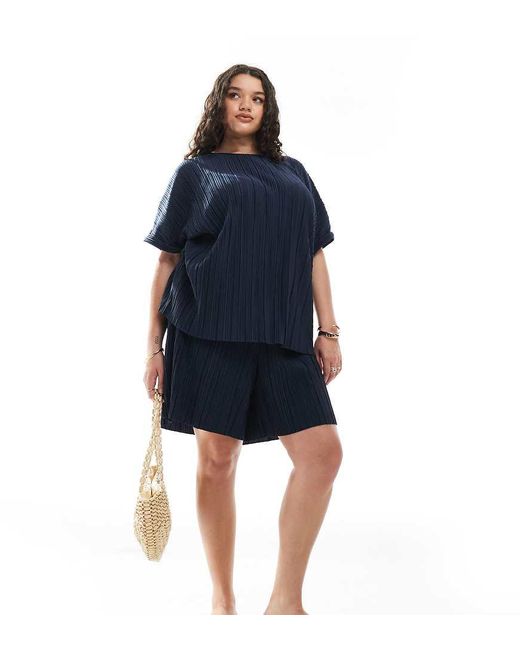 Pantalones Cortos Plisados De (Parte De Un Conjunto) Vero Moda de color Blue