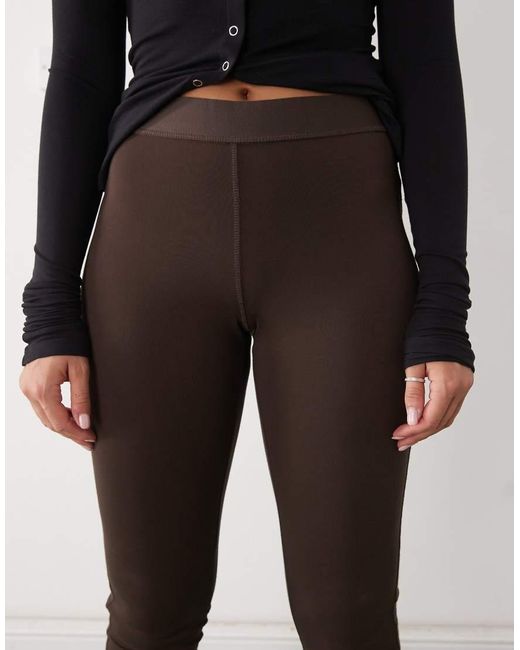 Monki Brown Fitted Split Hem Flared Trousers