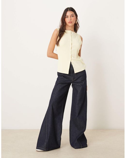 Abercrombie & Fitch Natural – geripptes langes oberteil