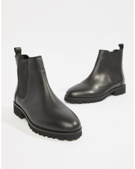 leather chunky chelsea boots