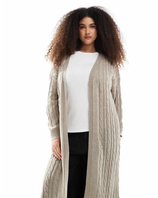 Yours Gebreid Maxi Vest Met Kabels in het Black
