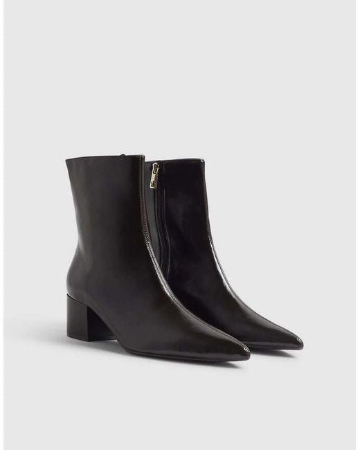 River Island Black Burgundy Point Toe Heeled Ankle Boots