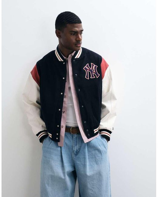 KTZ Blue Ny Yankees Wool Mix Varsity Jacket for men