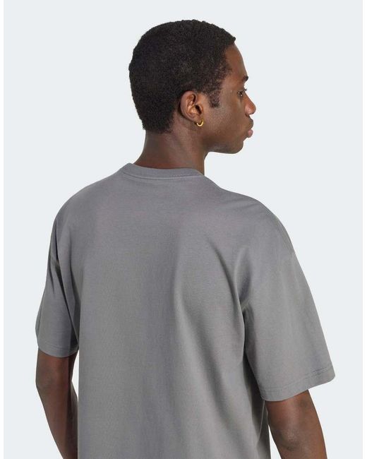 Adidas Originals Gray Trefoil Essentials Spacer Loose Tee for men
