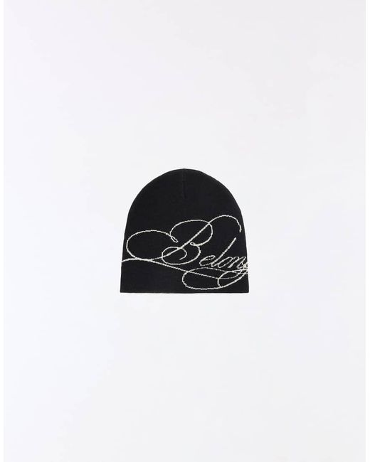 Bershka Black Knitted Beanie for men
