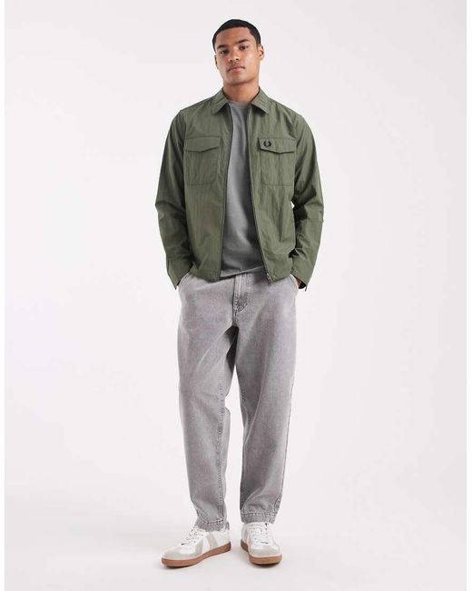Camicia Giacca Kaki Con Zip di Fred Perry in Green da Uomo