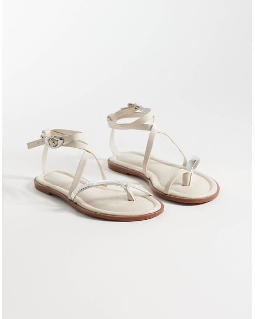 ASOS White Florence Toe Loop Strappy Sandals